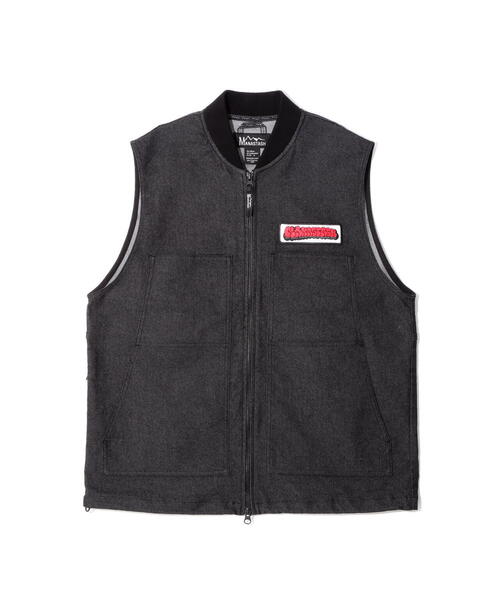 MANASTASH（マナスタッシュ）の「MANASTASH/マナスタッシュ　PATCHED LOGO WORK VEST（ベスト・メンズ・ブルー/ブラック・S/L/XL/M）」の3枚目の写真