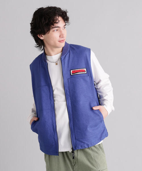 MANASTASH（マナスタッシュ）の「MANASTASH/マナスタッシュ　PATCHED LOGO WORK VEST（ベスト・メンズ・ブルー/ブラック・S/L/XL/M）」の2枚目の写真