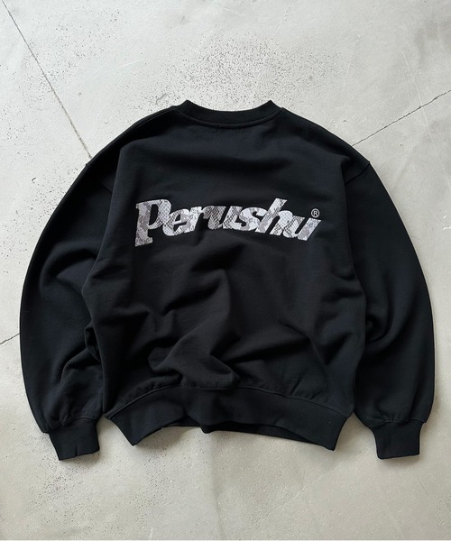Perushu（ペルーシュ）の「Perushu embroidered logo clue sweat／Perushu 刺繍ロゴクルースウェット（スウェット・メンズ・ブラック/ボルドー/オートミール/ライトイエロー・LARGE/MEDIUM）」の2枚目の写真