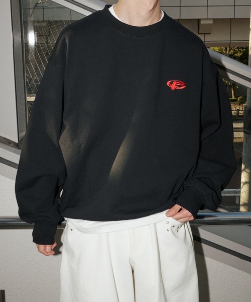 Perushu（ペルーシュ）の「Perushu embroidered logo clue sweat／Perushu 刺繍ロゴクルースウェット（スウェット・メンズ・ブラック/ボルドー/オートミール/ライトイエロー・LARGE/MEDIUM）」の11枚目の写真