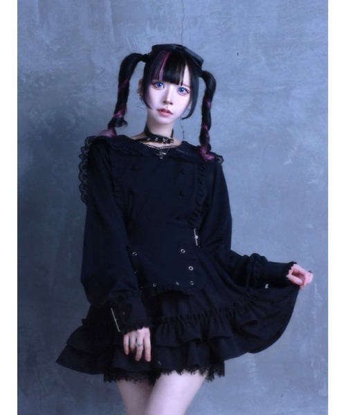 セーラーワンピース＋レースパンツセットアップ（ワンピース