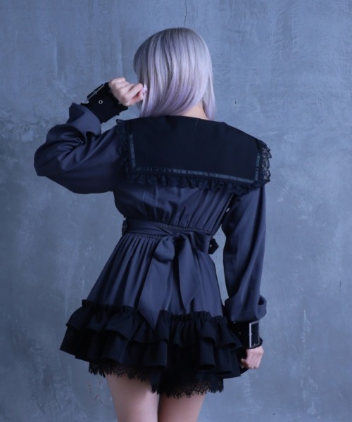 セーラーワンピース＋レースパンツセットアップ（ワンピース