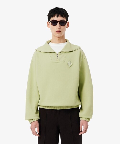 LACOSTE（ラコステ）の「ルーズフィット ストレッチ鹿の子地ニット ハーフジッププルオーバー（スウェット・メンズ・セージグリーン・5/4）」の2枚目の写真