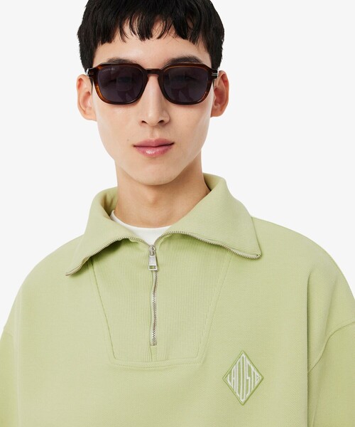 LACOSTE（ラコステ）の「ルーズフィット ストレッチ鹿の子地ニット ハーフジッププルオーバー（スウェット・メンズ・セージグリーン・5/4）」の3枚目の写真