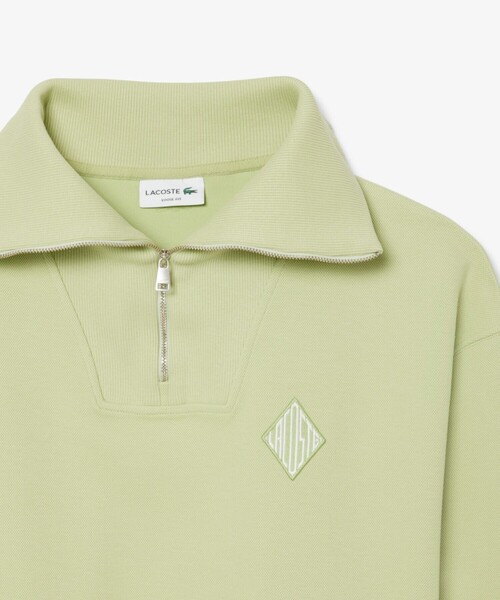 LACOSTE（ラコステ）の「ルーズフィット ストレッチ鹿の子地ニット ハーフジッププルオーバー（スウェット・メンズ・セージグリーン・5/4）」の7枚目の写真