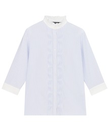 TOKYO SHIRTS | COFREX スタンドフリル クレリック ひねりピンタック ブラウス 七分袖 レディースデザインシャツ(シャツ/ブラウス)