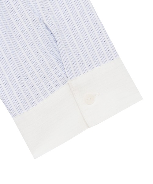 TOKYO SHIRTS(トウキョウシャツ)の「【吸水速乾】【COFREX】スタンドフリル クレリック ひねりピンタック ブラウス 七分袖 レディースデザインシャツ(シャツ/ブラウス・レディース・サックスブルー・S/M/LL/XL/L)」の4枚目の写真