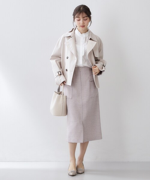 index（インデックス）の「ブロードフロントフリルブラウス【洗濯機OK】《5col》（シャツ/ブラウス・レディース・ネイビー系2/オフホワイト/サックスブルー系7/サックスブルー/ネイビー系5・42/40/38/36）」の8枚目の写真