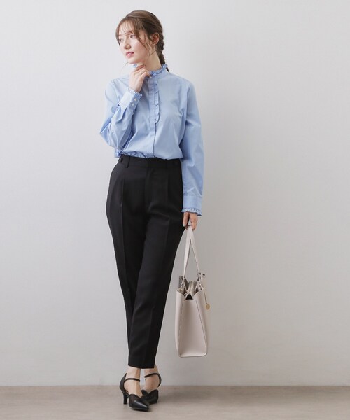 index（インデックス）の「ブロードフロントフリルブラウス【洗濯機OK】《5col》（シャツ/ブラウス・レディース・ネイビー系2/オフホワイト/サックスブルー系7/サックスブルー/ネイビー系5・42/40/38/36）」の12枚目の写真