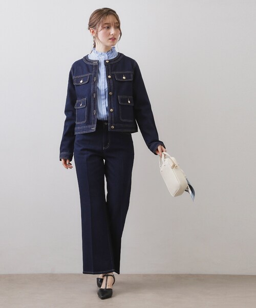 index（インデックス）の「ブロードフロントフリルブラウス【洗濯機OK】《5col》（シャツ/ブラウス・レディース・ネイビー系2/オフホワイト/サックスブルー系7/サックスブルー/ネイビー系5・42/40/38/36）」の20枚目の写真