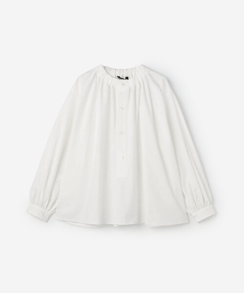 HAVERSACK（ハバーザック）の「HAVERSACK | 〈別注〉 長袖 ギャザーネックシャツ WOMEN（シャツ/ブラウス・レディース・ブラック/ホワイト・0）」の6枚目の写真