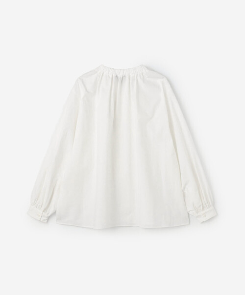 HAVERSACK（ハバーザック）の「HAVERSACK | 〈別注〉 長袖 ギャザーネックシャツ WOMEN（シャツ/ブラウス・レディース・ブラック/ホワイト・0）」の7枚目の写真