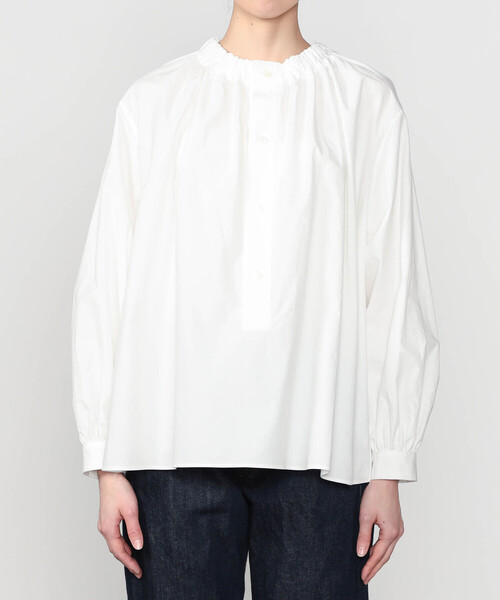 HAVERSACK（ハバーザック）の「HAVERSACK | 〈別注〉 長袖 ギャザーネックシャツ WOMEN（シャツ/ブラウス・レディース・ブラック/ホワイト・0）」の12枚目の写真