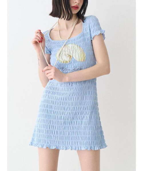 jouetie（ジュエティ）の「シャーリングミニワンピース（ワンピース・レディース・オフホワイト/ブルー/ブラック・MEDIUM）」の3枚目の写真