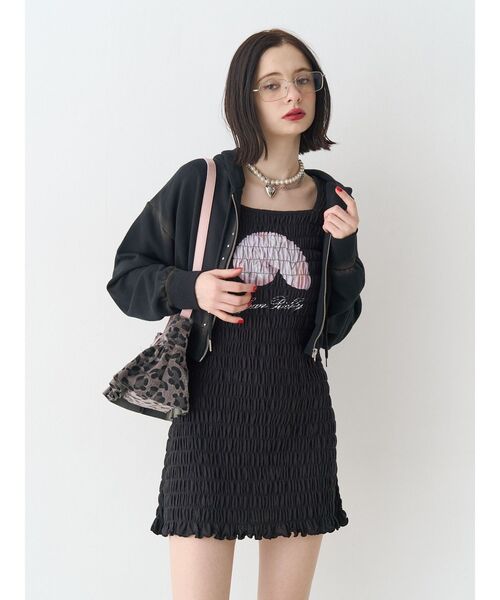 jouetie（ジュエティ）の「シャーリングミニワンピース（ワンピース・レディース・オフホワイト/ブルー/ブラック・MEDIUM）」の6枚目の写真