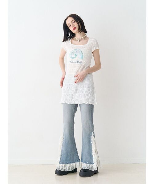 jouetie（ジュエティ）の「シャーリングミニワンピース（ワンピース・レディース・オフホワイト/ブルー/ブラック・MEDIUM）」の17枚目の写真