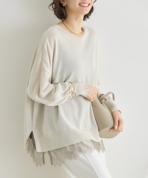 KATHARINE ROSS(キャサリンロス)の「【KATHARINE ROSS】前後2WAY和紙プルオーバー(ニット/セーター・レディース・ミント/ピンク/チャコールグレー/オフホワイト・FREE)」の2枚目の写真