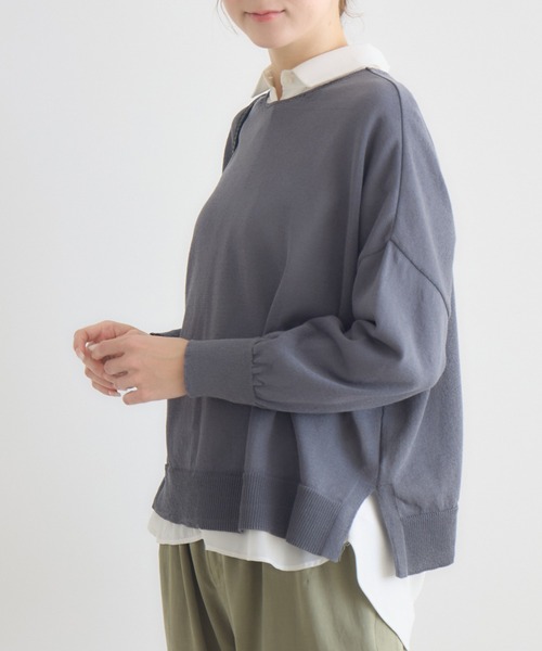 KATHARINE ROSS(キャサリンロス)の「【KATHARINE ROSS】前後2WAY和紙プルオーバー(ニット/セーター・レディース・ミント/ピンク/チャコールグレー/オフホワイト・FREE)」の1枚目の写真