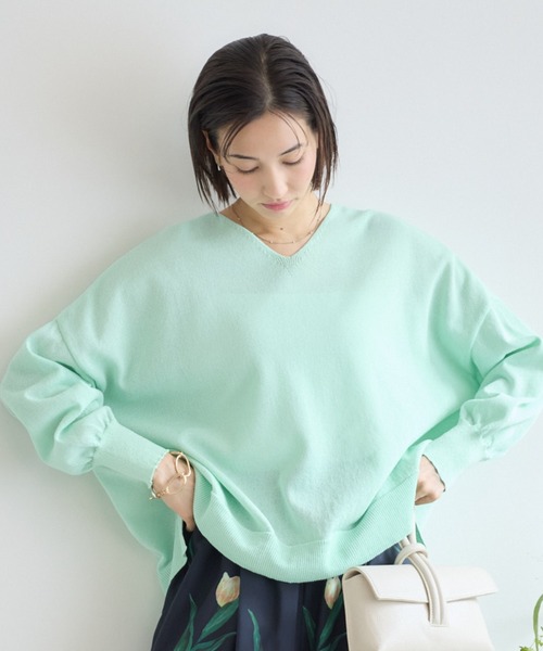 KATHARINE ROSS(キャサリンロス)の「【KATHARINE ROSS】前後2WAY和紙プルオーバー(ニット/セーター・レディース・ミント/ピンク/チャコールグレー/オフホワイト・FREE)」の3枚目の写真