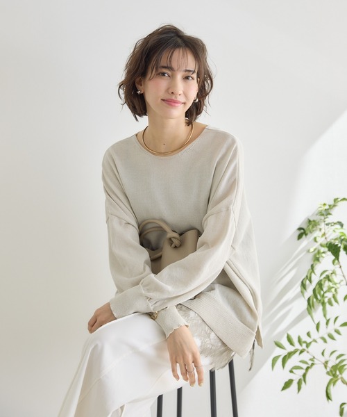 KATHARINE ROSS(キャサリンロス)の「【KATHARINE ROSS】前後2WAY和紙プルオーバー(ニット/セーター・レディース・ミント/ピンク/チャコールグレー/オフホワイト・FREE)」の8枚目の写真