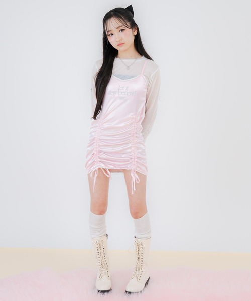 ANAP GiRL(アナップガール)の「シャーリング リボン キャミ ワンピース(ワンピース・キッズ・ブラック/ピンク・XS/M/S)」の14枚目の写真