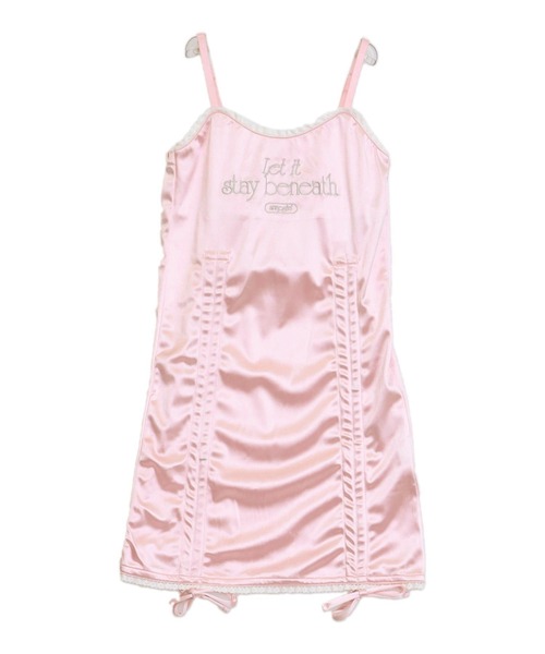 ANAP GiRL(アナップガール)の「シャーリング リボン キャミ ワンピース(ワンピース・キッズ・ブラック/ピンク・XS/M/S)」の18枚目の写真