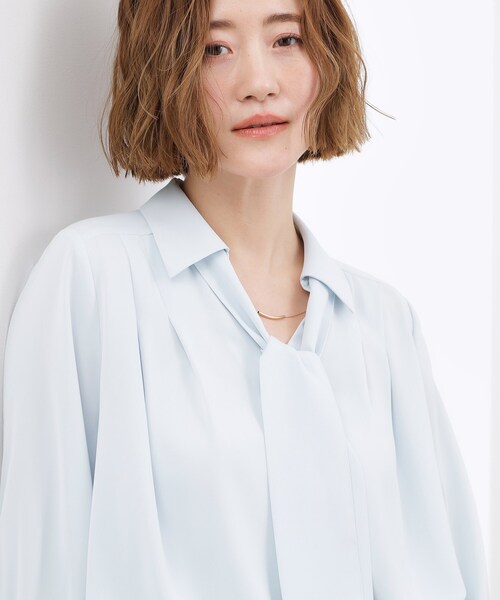 grove(グローブ)の「高評価!【貴島明日香さん着用・洗える】チャーム付きマルチWAYボウタイブラウス(シャツ/ブラウス・レディース・サックスブルー/オフホワイト/ホワイト系5/サンドベージュ・02/03/01/05/04)」の18枚目の写真