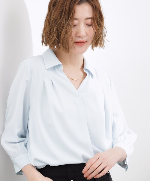 grove(グローブ)の「高評価!【貴島明日香さん着用・洗える】チャーム付きマルチWAYボウタイブラウス(シャツ/ブラウス・レディース・サックスブルー/オフホワイト/ホワイト系5/サンドベージュ・02/03/01/05/04)」の21枚目の写真
