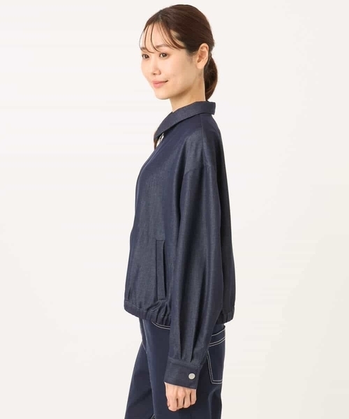 MK MICHEL KLEIN（エムケーミッシェルクラン）の「[SANAGARAシリーズ]デニムライク 衿付きジップアップブルゾン/接触冷感/UVカット/洗える（ブルゾン・レディース・ネイビー・38）」の21枚目の写真