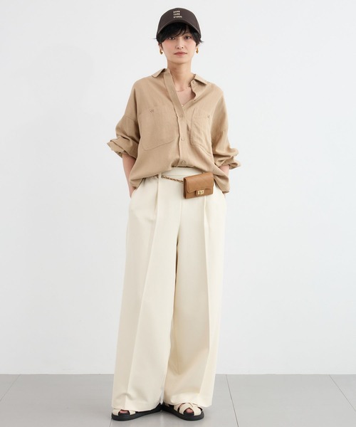 BARNYARDSTORM（バンヤードストーム）の「BARNYARDSTORM / Ｗポケットツイルシャツ / ハンドウォッシャブル（シャツ/ブラウス・レディース・カーキ/ホワイト/ベージュ・FREE）」の22枚目の写真