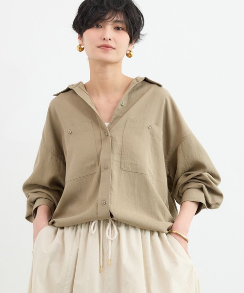 BARNYARDSTORM（バンヤードストーム）の「BARNYARDSTORM / Ｗポケットツイルシャツ / ハンドウォッシャブル（シャツ/ブラウス・レディース・カーキ/ホワイト/ベージュ・FREE）」の8枚目の写真