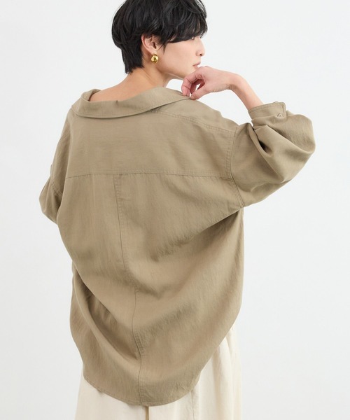 BARNYARDSTORM（バンヤードストーム）の「BARNYARDSTORM / Ｗポケットツイルシャツ / ハンドウォッシャブル（シャツ/ブラウス・レディース・カーキ/ホワイト/ベージュ・FREE）」の9枚目の写真