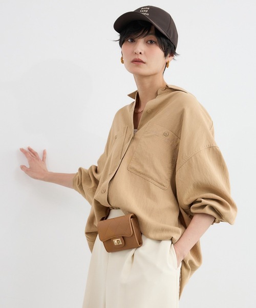 BARNYARDSTORM（バンヤードストーム）の「BARNYARDSTORM / Ｗポケットツイルシャツ / ハンドウォッシャブル（シャツ/ブラウス・レディース・カーキ/ホワイト/ベージュ・FREE）」の19枚目の写真