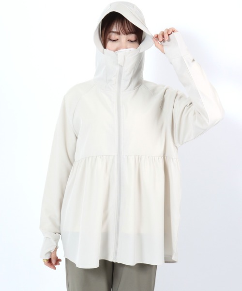 Salong hameu(サロン ハミュー)の「別注 サーパスドライ フリルUVパーカーブルゾン レディース 接触冷感 UVカット 軽量ライトアウター(パーカー・レディース・ブラック/オフホワイト/ラベンダー・LL/L/M)」の17枚目の写真