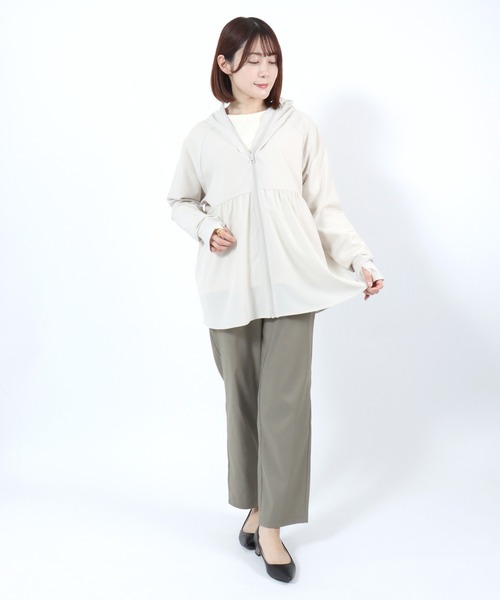 Salong hameu(サロン ハミュー)の「別注 サーパスドライ フリルUVパーカーブルゾン レディース 接触冷感 UVカット 軽量ライトアウター(パーカー・レディース・ブラック/オフホワイト/ラベンダー・LL/L/M)」の18枚目の写真