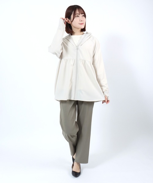 Salong hameu(サロン ハミュー)の「別注 サーパスドライ フリルUVパーカーブルゾン レディース 接触冷感 UVカット 軽量ライトアウター(パーカー・レディース・ブラック/オフホワイト/ラベンダー・LL/L/M)」の19枚目の写真