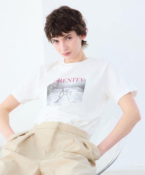 R-ISM(リズム)の「【R-ISM人気アイテム・洗える】フォトプリントTシャツ(DOG)(Tシャツ/カットソー・レディース・ライトベージュ/ライトグレー/オフホワイト・4)」の6枚目の写真