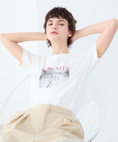 R-ISM(リズム)の「【R-ISM人気アイテム・洗える】フォトプリントTシャツ(DOG)(Tシャツ/カットソー・レディース・ライトベージュ/ライトグレー/オフホワイト・4)」の7枚目の写真