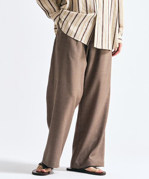 417 EDIFICE（フォーワンセブンエディフィス）の「【EVALET / エバレット】メッシュ ワイドパンツ "セットアップ着用可能"（スラックス・メンズ・チャコールグレー/グレー/ブラック/ベージュ・LARGE/MEDIUM/SMALL）」の4枚目の写真