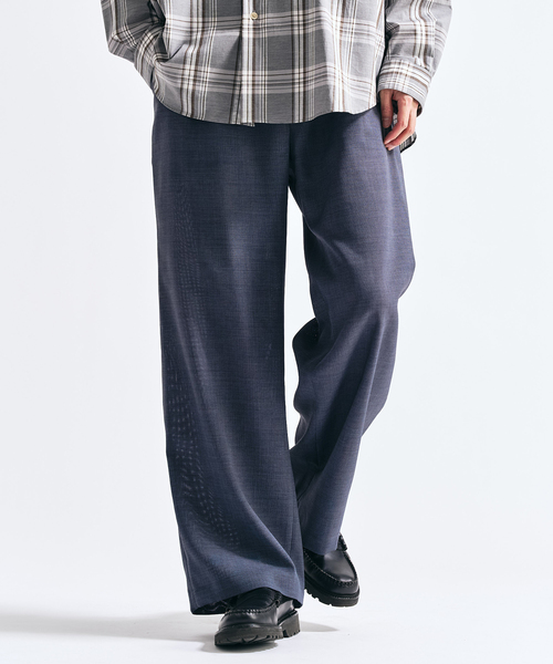 417 EDIFICE（フォーワンセブンエディフィス）の「【EVALET / エバレット】メッシュ ワイドパンツ "セットアップ着用可能"（スラックス・メンズ・チャコールグレー/グレー/ブラック/ベージュ・LARGE/MEDIUM/SMALL）」の2枚目の写真