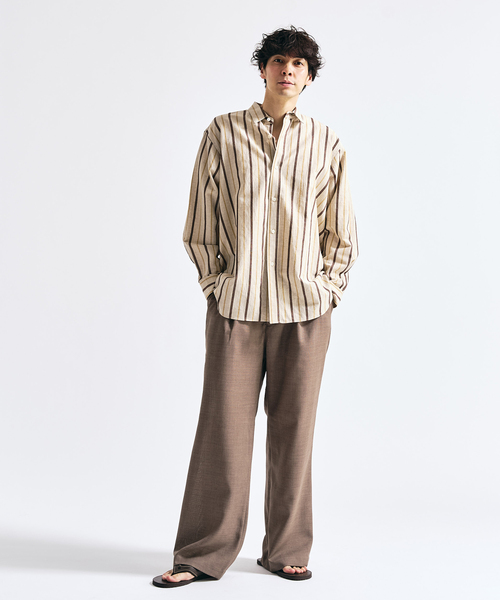 417 EDIFICE（フォーワンセブンエディフィス）の「【EVALET / エバレット】メッシュ ワイドパンツ "セットアップ着用可能"（スラックス・メンズ・チャコールグレー/グレー/ブラック/ベージュ・LARGE/MEDIUM/SMALL）」の8枚目の写真