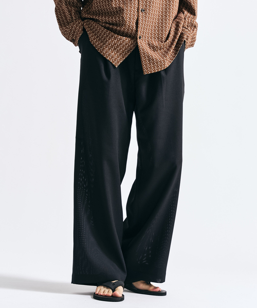 417 EDIFICE（フォーワンセブンエディフィス）の「【EVALET / エバレット】メッシュ ワイドパンツ "セットアップ着用可能"（スラックス・メンズ・チャコールグレー/グレー/ブラック/ベージュ・LARGE/MEDIUM/SMALL）」の14枚目の写真