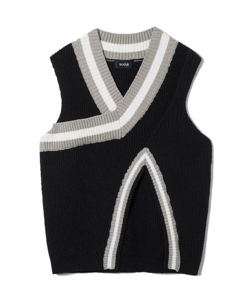 soduk(スドーク)の「【soduk】26SS新作 crossing knit vest / クロッシングニットベスト(ベスト・レディース・ブラウン/ブラック/アイボリー・ONE SIZE)」の2枚目の写真