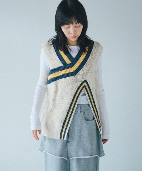soduk(スドーク)の「【soduk】26SS新作 crossing knit vest / クロッシングニットベスト(ベスト・レディース・ブラウン/ブラック/アイボリー・ONE SIZE)」の8枚目の写真