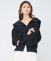 AND COUTURE（アンドクチュール）の「ロゴ刺繍ボンディングZIPパーカー（パーカー）」