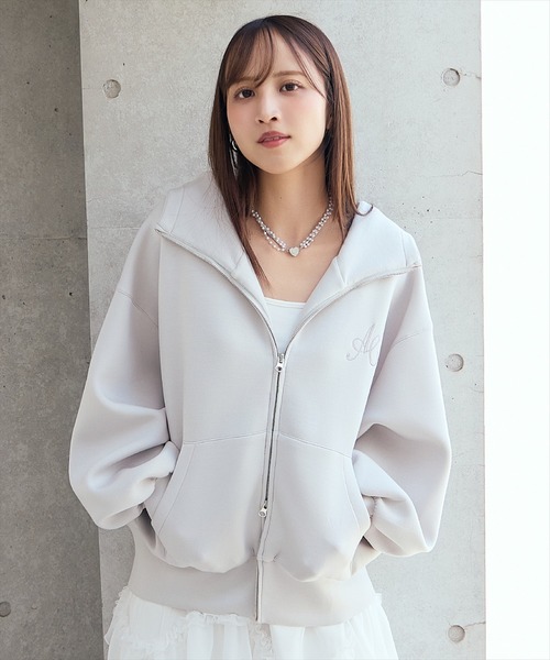 ロゴ刺繍ボンディングZIPパーカー（パーカー）｜AND COUTURE（アンド