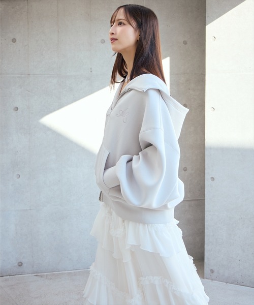 ロゴ刺繍ボンディングZIPパーカー（パーカー）｜AND COUTURE（アンド