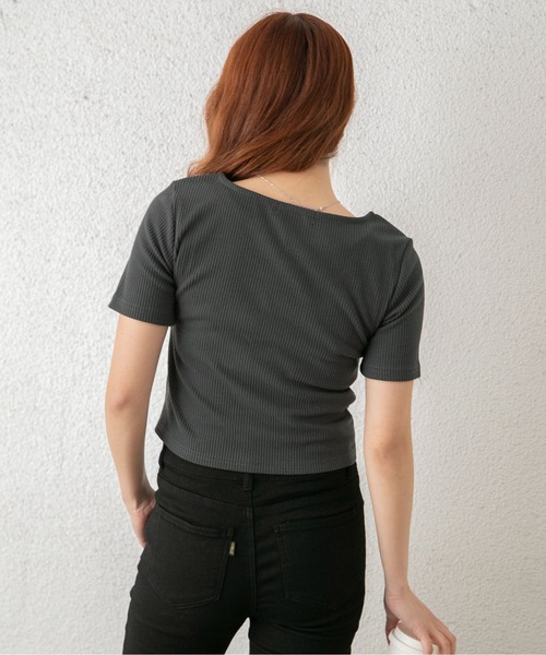 GORGE(ゴージ)の「《レースドッキング 半袖》カットソー/ガーリー×カジュアル/春夏/全3色(Tシャツ/カットソー・レディース・ブラック/チャコール/オフホワイト・F)」の7枚目の写真