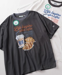 【71】【DISCUS/ディスカス】DOG&FOOD 梨地 クールマックス プリントTシャツ/ワンポイント刺繍/リンガーT