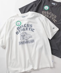 【71】【DISCUS/ディスカス】DOG＆FOOD 梨地 クールマックス プリントTシャツ/ワンポイント刺繍/リンガーT